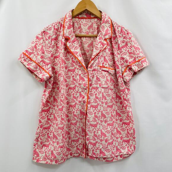Boden pink animals cotton pajama top - Picture 3 of 7